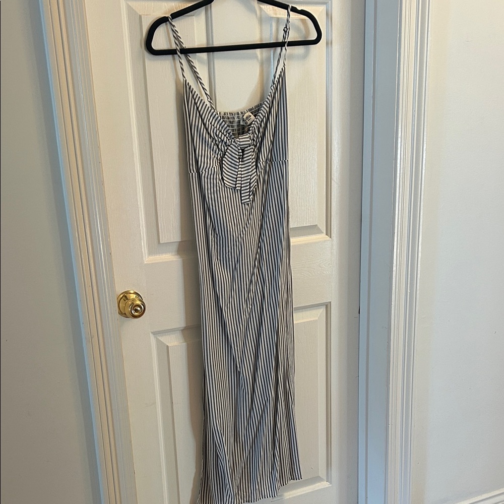 Show Me Your MuMu Navy and White Striped Maxi Dress